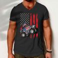 Monster Truck American Flag Racing Usa Patriotic Men V-Neck Tshirt