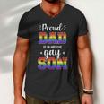 Proud Dad Of Awesome Gay Son Rainbow Pride Month Family Meaningful Gift Men V-Neck Tshirt