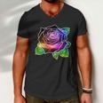 Rainbow Galaxy Floral Rose Men V-Neck Tshirt