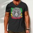 Rasta Lion With Glasses Smoking A Joint Men V-Neck Tshirt