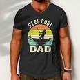 Reel Cool Dad Fathers Day Fisherman Funny Fishing Vintage Men V-Neck Tshirt