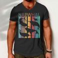 Retro Narwhal Tshirt Men V-Neck Tshirt