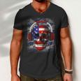 Skull Headphone Usa Flag 4Th Of July Men V-Neck Tshirt