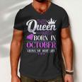 This Queen Was Born In October Living My Best Life Men V-Neck Tshirt