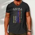 Usa Flag Thin Line Military Police Nurse Nomeaningful Giftone Fight Alone Gift Men V-Neck Tshirt