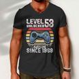 Vintage Video Gamer Birthday Level 53 Unlocked 53Rd Birthday Men V-Neck Tshirt