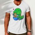 Cute Baby Dino Trex Eating Ramen Noodles Men V-Neck Tshirt