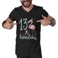 13Th Birthday Flamingo Outfit Girls 13 Year Old Bday Men V-Neck Tshirt