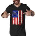 Firefighter Retro American Flag Firefighter Dad Jobs Fathers Day Men V-Neck Tshirt