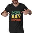34 Years Old Legend Since July 1988 34Th Birthday Men V-Neck Tshirt