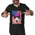 4Th Of July Running Gnome For Women Patriotic American Flag Gift Men V-Neck Tshirt