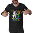 7Th Birthday 7 Year Old Girl Flossing Funny Unicorn Party Men V-Neck Tshirt