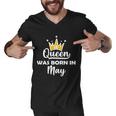 A Queen Was Born In May Birthday Graphic Design Printed Casual Daily Basic Men V-Neck Tshirt