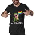 Allysaurus Dinosaur In Rainbow Flag For Ally Lgbt Pride Men V-Neck Tshirt