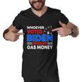 Anti Joe Biden Funny Whoever Voted Biden Owes Me Gas Money Men V-Neck Tshirt