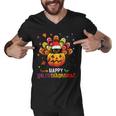 Black Cat Halloween And Merry Christmas Happy Hallothanksmas Men V-Neck Tshirt