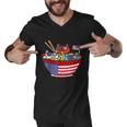 Cats Ramen Anime American Flag Usa Funny 4Th Of July Fourth Men V-Neck Tshirt