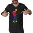 Cool Colorful Music Guitar Guy Men V-Neck Tshirt