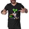 Cute Boston Terrier Shamrock St Patricks Day Men V-Neck Tshirt