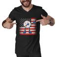 Dabbing Baseball Player 4Th July Usa Flag Plus Size Shirt For Men Women Men V-Neck Tshirt