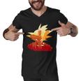 Dragon Fighter Silhouette Illustration Tshirt Men V-Neck Tshirt