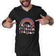 Funny 4Th Of July American Retro Rainbow Men V-Neck Tshirt