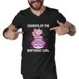 Funny Grandpa Of The Birthday Axolotl Bday Men V-Neck Tshirt