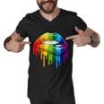 Gay Pride Lips V2 Men V-Neck Tshirt