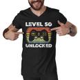 Level 50 Unlocked Funny Video Gamer 50Th Birthday Men V-Neck Tshirt