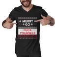 Merry Go FCk Yourself Ugly Christmas Sweater Men V-Neck Tshirt