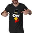 Pilgrim Turkey Big Face Thanksgiving Tshirt Men V-Neck Tshirt