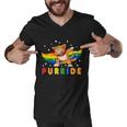 Pride Month Dabbing Purride Cat Gay Pride Lgbt Men V-Neck Tshirt