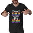 Proud Dad Of Awesome Gay Son Rainbow Pride Month Family Meaningful Gift Men V-Neck Tshirt