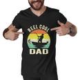 Reel Cool Dad Fathers Day Fisherman Funny Fishing Vintage Men V-Neck Tshirt