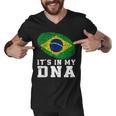 Retro Its In My Dna Brazil Flag Patriotic Men V-Neck Tshirt
