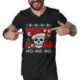 Santa Skull Candy Cane Ugly Christmas Sweater T-Shirt Graphic Design Printed Casual Daily Basic Men V-Neck Tshirt