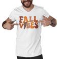 Fall Vibe Vintage Groovy Fall Season Retro Leopard Men V-Neck Tshirt