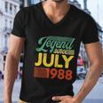 34 Years Old Legend Since July 1988 34Th Birthday Men V-Neck Tshirt