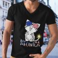 4Th Of July America Flag Happy Usa Day 2022 Cute Cat Usa Men V-Neck Tshirt