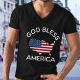 4Th Of July God Bless America Map Flag Patriotic Religious Gift Men V-Neck Tshirt