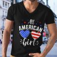 All American 4Th Of July Girl With Sunglasses And Us Flag Men V-Neck Tshirt