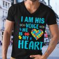 Autism I Am His Voice He Is My Heart Tshirt Men V-Neck Tshirt