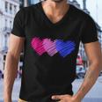 Bisexual Flag Hearts Love Lgbt Bi Pride Men V-Neck Tshirt