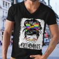 Bleached Free Mom Hugs Messy Bun Lgbt Pride Rainbow Gift Men V-Neck Tshirt