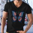 Butterfly American Flag Usa Men V-Neck Tshirt