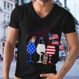 Cat 4Th Of July Costume Red White Blue Wine Glasses Funny Men V-Neck Tshirt