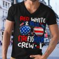 Firefighter Red White Blue Firefighter Crew American Flag Men V-Neck Tshirt