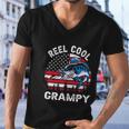 Flag Vintage Reel Cool Grampy Fishing For 4Th Of July Men V-Neck Tshirt