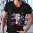 Funny Joe Biden Happy Christmas In July Usa Flag V2 Men V-Neck Tshirt