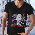 Funny Joe Biden Happy Christmas In July Usa Flag V3 Men V-Neck Tshirt